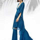 Sapphire Blue Kaftan Tunic With Garara Set