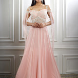 Peach Pink Dori And Hand Embroidered Anarkali