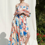 Drape Skirt With Off Shoulder Top