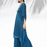 Sapphire Blue Kaftan Tunic With Garara Set