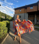 Pragnya Ayyagari - pop abstract high-low maxi dress