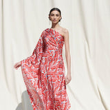 One Shoulder Drape Kaftan Dress