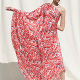 One Shoulder Drape Kaftan Dress