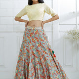 Pale Yellow Printed Lehenga Set