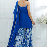 Royal Blue Embroidered Kurta and Sharara Set