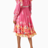 Printed Midi Dress in Chiffon & Crepe