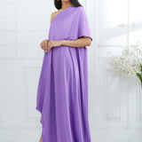 Lilac One Shoulder Cape Dress