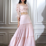Soft Peach Dori Embroidered Lehenga Set