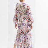 Purple Orchid Cutouts Chiffon Dress