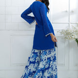 Royal Blue Kurta With Printed Sharara