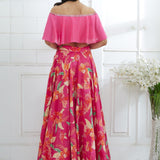 Off-shoulder Embroidered Lehenga Set