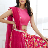 Fuchsia Embroidered Printed Lehenga Set