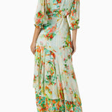 Printed One Shoulder Maxi Dress in Crepe