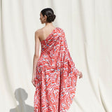 One Shoulder Drape Kaftan Dress