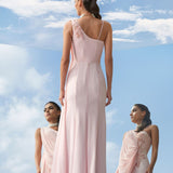 Peach Embroidered Drape Gown