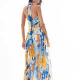 Blue Halter Neck Maxi Dress