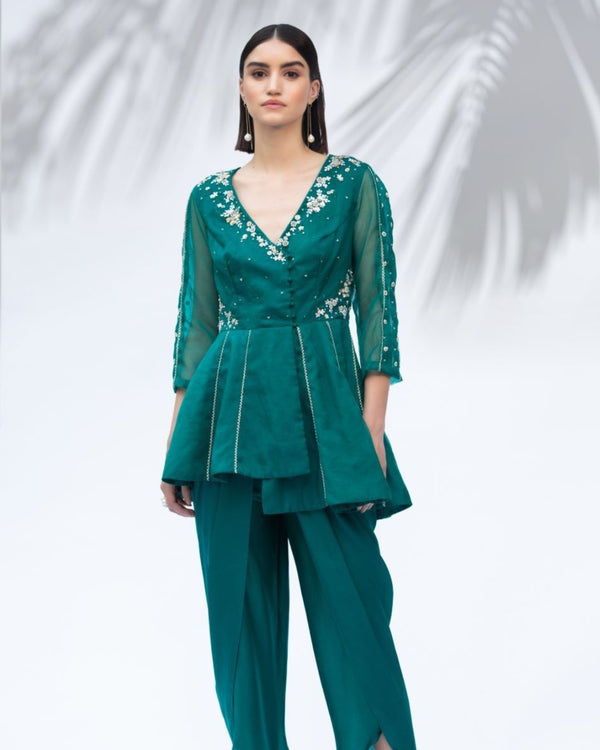 Emerald Green Tunic With Dhoti