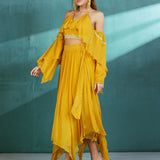 Mustard Chiffon Top Skirt Set