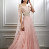 Peach Pink Dori And Hand Embroidered Anarkali