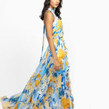 Blue Halter Neck Maxi Dress