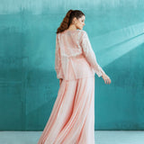 Peach Embroidered Organza Palazzo Set