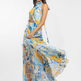 Blue Halter Neck Maxi Dress