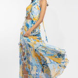 Blue Halter Neck Maxi Dress