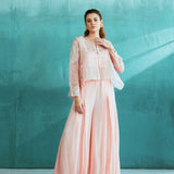Peach Embroidered Organza Palazzo Set