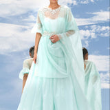 Mint Embroidered Chiffon Kalidar Set