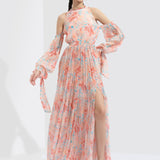 Rabenda Printed Long Dress With Side Slit
