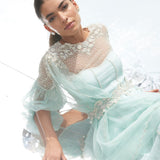 Mint Embroidered Chiffon Kalidar Set