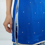 Royal Blue Embroidered Kurta and Sharara Set