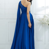 Blue Drape Embellished Gown