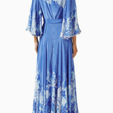 One Shoulder Belted Maxi Dress in Crepe