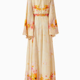 Floral Print Belted Maxi Dress