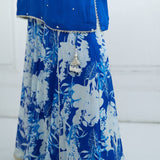 Royal Blue Kurta With Printed Sharara