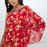 Red Printed Kaftan Dress