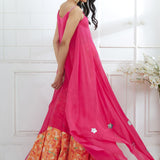 Fuchsia Embroidered Printed Lehenga set