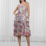 Hibiscus Sequins Tiered Dress