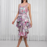 Hibiscus Sequins Tiered Dress