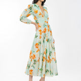 Cotton Lurex Printed Flaired Dress