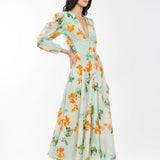 Cotton Lurex Printed Flaired Dress