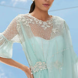 Mint Embroidered Chiffon Kalidar Set