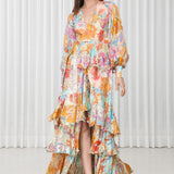 Hibiscus Printed Brasso Layered Dress