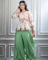 Printed Ivory Top & Sharara Set