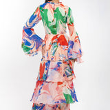 Chiffon Printed Layered Dress