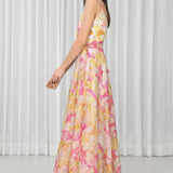 Daisy Printed Dress With Scuba And Laser Cut Details