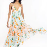 Chiffon Printed Layered Halter Neck Dress