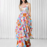 Hibiscus Printed Tiered Maxi Dress