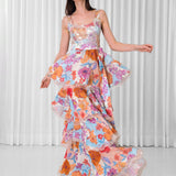 Hibiscus Printed Tiered Maxi Dress